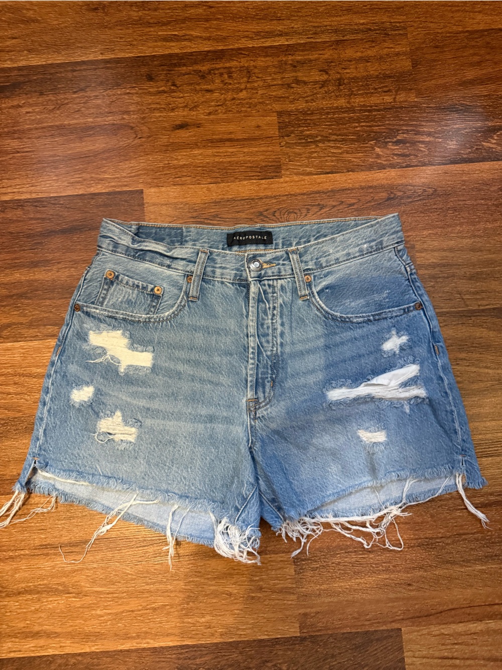 Aeropostale Light Blue Distressed Denim Cutoff Shorts